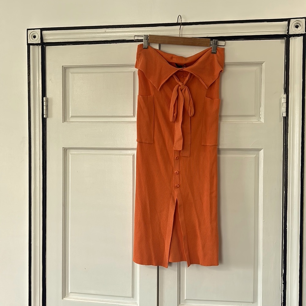 JLUXLABEL knit high waist skirt in light orange - Picture 2 of 10